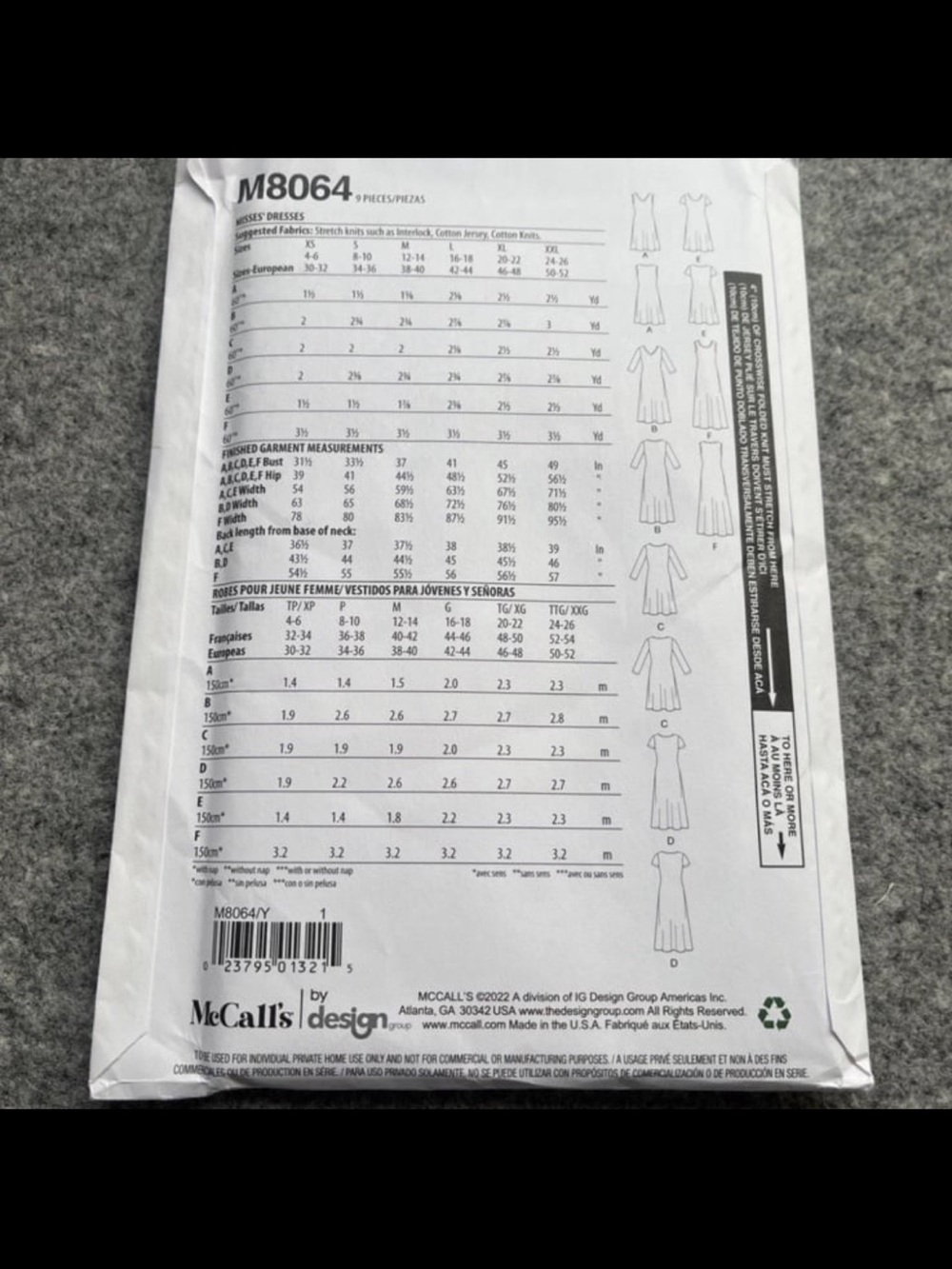 Mccalls M8064 dress pattern XS-M - Picture 2 of 2
